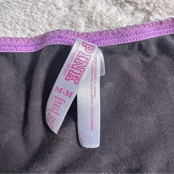 FLAWED | VS PINK | Vintage Black & Rainbow Extra Low Rise Boy Shorts | Size Med - Picture 3 of 9